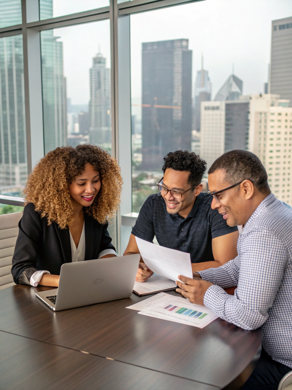 Investors discussing bridging finance over coffee
